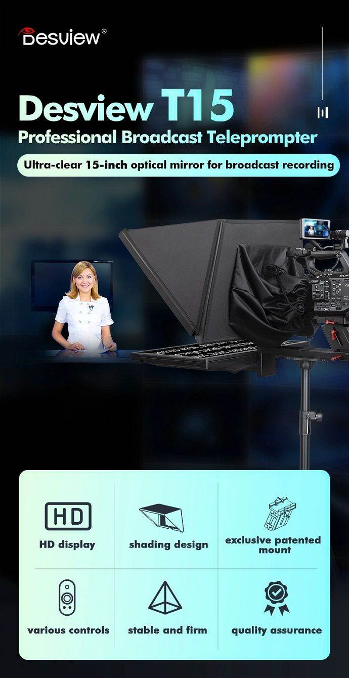 may nhac chu Teleprompter T15 Desview chinh hang
