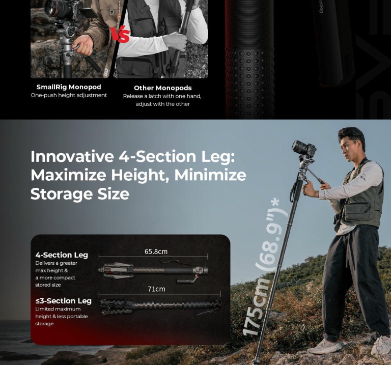 Small Rig Monopod SmallRig 5565 - Chân Carbon Fiber Video Monopod - HLSTUDIO.VN - TBQP