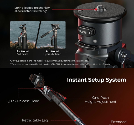 Small Rig Monopod SmallRig 5565 - Chân Carbon Fiber Video Monopod - HLSTUDIO.VN - TBQP
